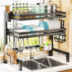 Home Items Organizer Stainless Steel Dish Drainer Over the Sink Dish Drying Storage Rack for Kitchen