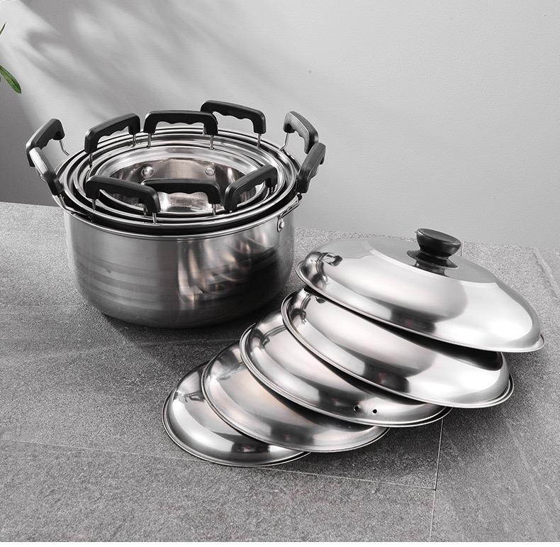 10pcs Kitchen Ware Soup Steamer Pot Set With Lid Stainless Steel Cooking Pot Set Cookware Sets Household Items