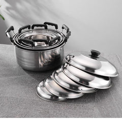 10pcs Kitchen Ware Soup Steamer Pot Set With Lid Stainless Steel Cooking Pot Set Cookware Sets Household Items