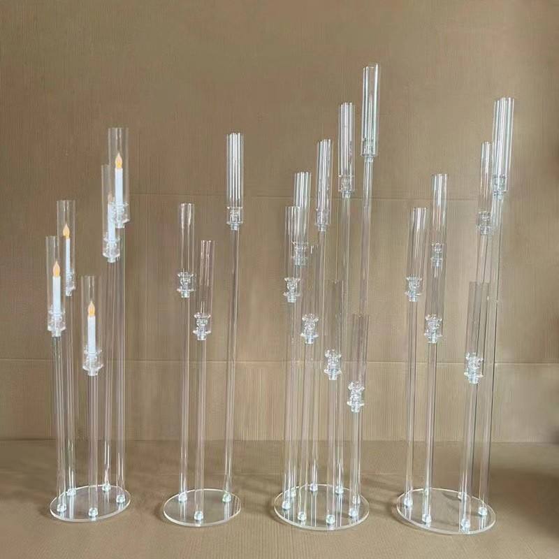 Acrylic Candle Holder Wedding Candelabra Centerpieces Candlestick Flower Stand for Party Wedding Decoration
