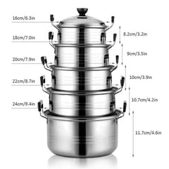 10pcs Kitchen Ware Soup Steamer Pot Set With Lid Stainless Steel Cooking Pot Set Cookware Sets Household Items