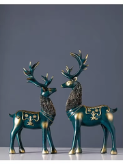 Home Decor Luxury Retro Resin Crafts for Home Decoration Sculpture Pair of Snowflake Deer