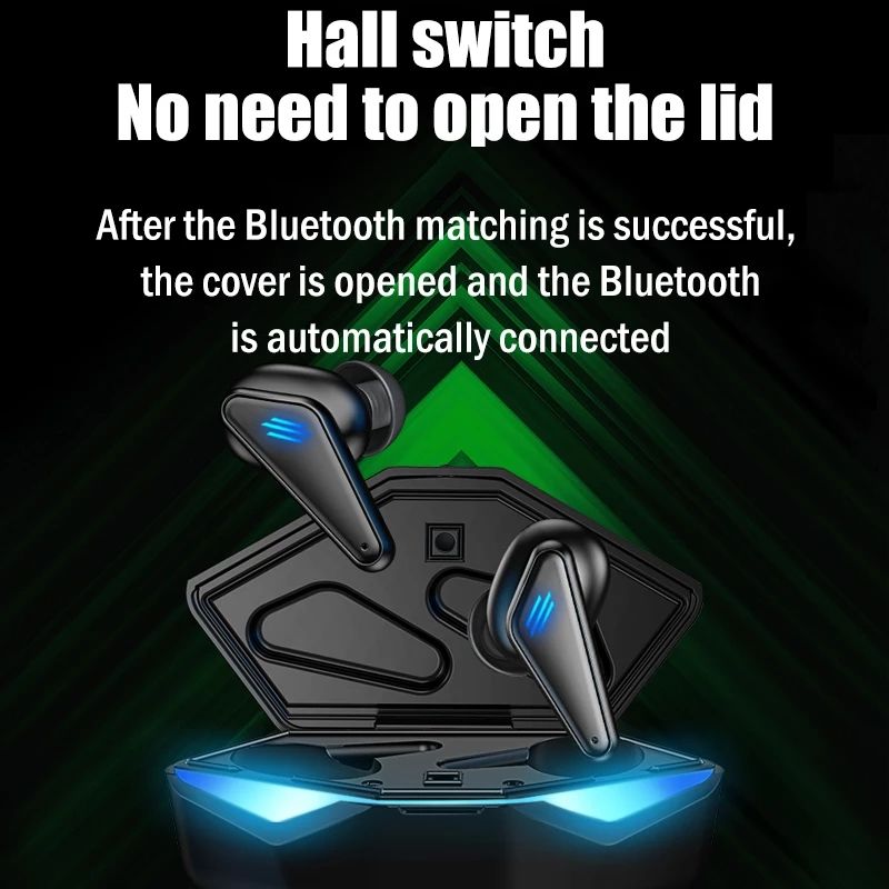 Gaming Headset Low Latency Bluetooth Earphones Earbuds with Mic Bass Audio Sound Positioning Wireless Headphones for PUBG